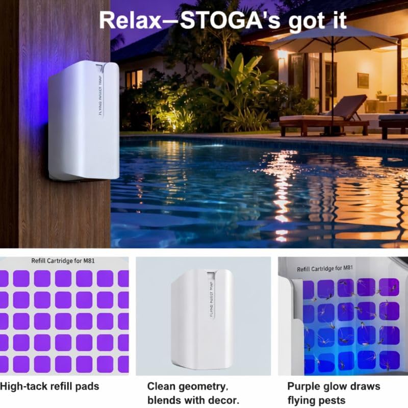 Cordless Rechargeable Fruit Fly Trap - Indoor Outdoor Gnat Killer with 5 Replaceable Glue Boards, Safe Odorless Hanging Sticky Fly Traps for Kitchen, Plants, Home & Patio