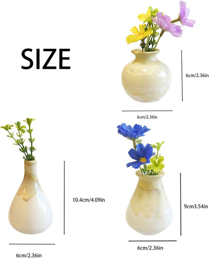 Daittin 3-Piece Ceramic Vase Set - Small Bud Vases for Dried/Fresh Flowers, Tabletop Decor for Living Room, Bedroom & Office, Compact & Stylish Decor Pieces for Gift Givers (Pink)