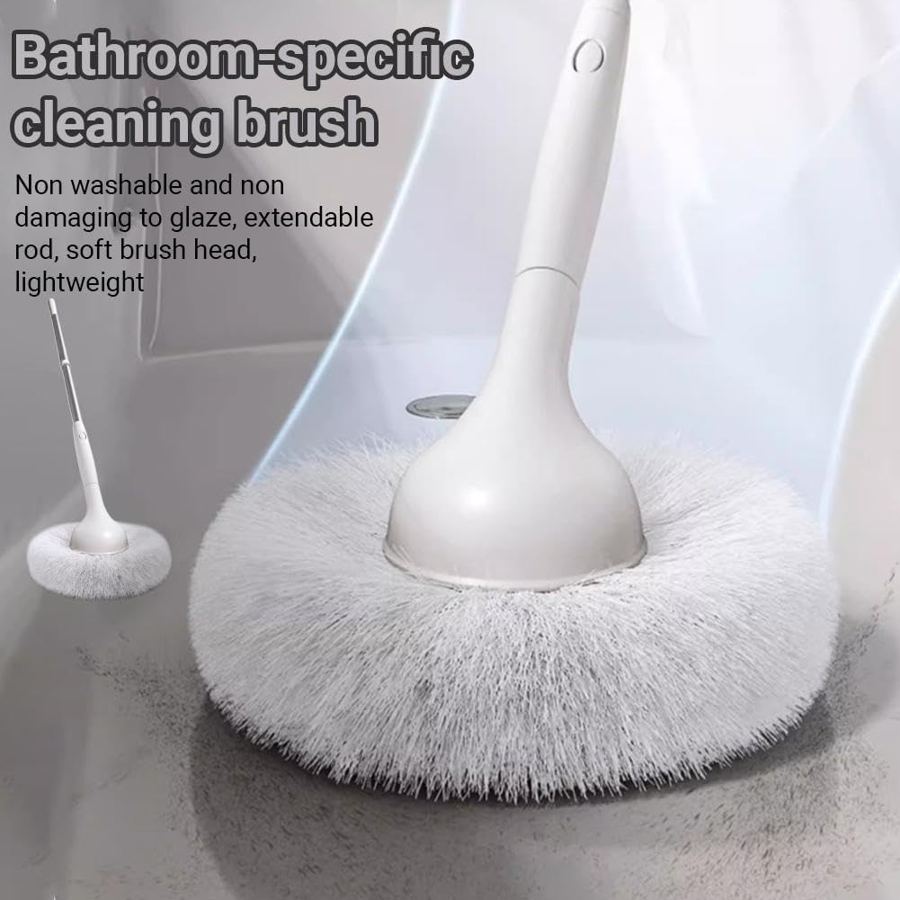 Tub Tile Scrubber Brush with 48" Extendable Long Handle, Adjustable Bathroom Brush, Non-Scratch Soft Tub Brushes Mop for Bathtub Shower Sink Faucet