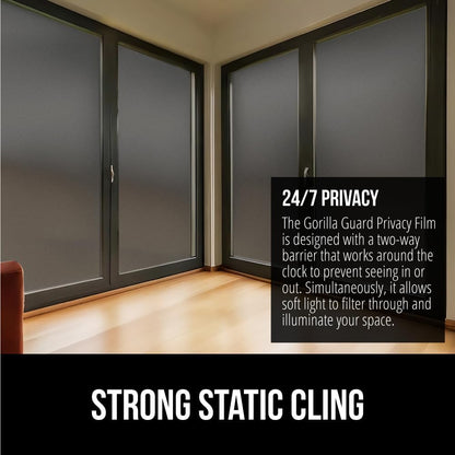 Gorilla Guard Window Privacy Film, Removable Two Way Sun Blocking, Reusable No Residue Stickers, Strong Static Clings to Glass Windows, Decorative Bathroom Door Coverings, 17.5 x 78.7 Inch, Frosted