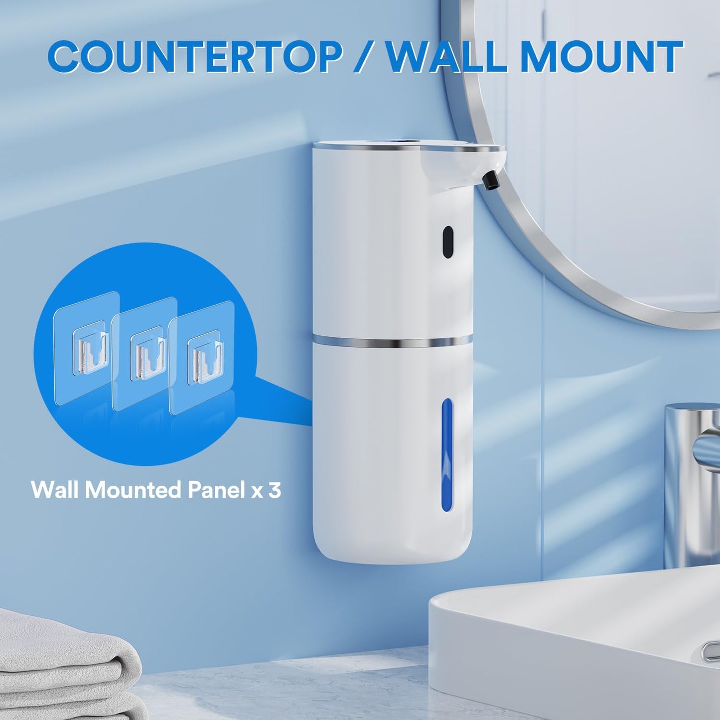 Automatic Soap Dispenser with Smart Digital Display, Touchless Rechargeable Hand & Dish Liquid Soap Dispenser for Kitchen & Bathroom - 6 Adjustable Level, Wall Mounted, 380ml IPX5 Waterproof