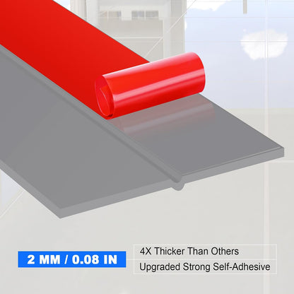 ToLanbbt Weather Stripping Silicone Door Seal Strip 2 in x 20 ft Door Draft Stopper Self Adhesive Door Draft Tape, Side & Bottom Gaps Insulation Strip for Glass Shower Door Sliding Door Window, Black