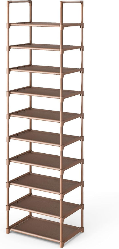 Kitsure Shoe Rack - 10-Tier Shoe Organizer with Detachable Fabric Shelves & Metal Frame, Tall Shoe Rack for Closet, Entryway, Living Room, 16.9" Wide - 10 Tier, Black