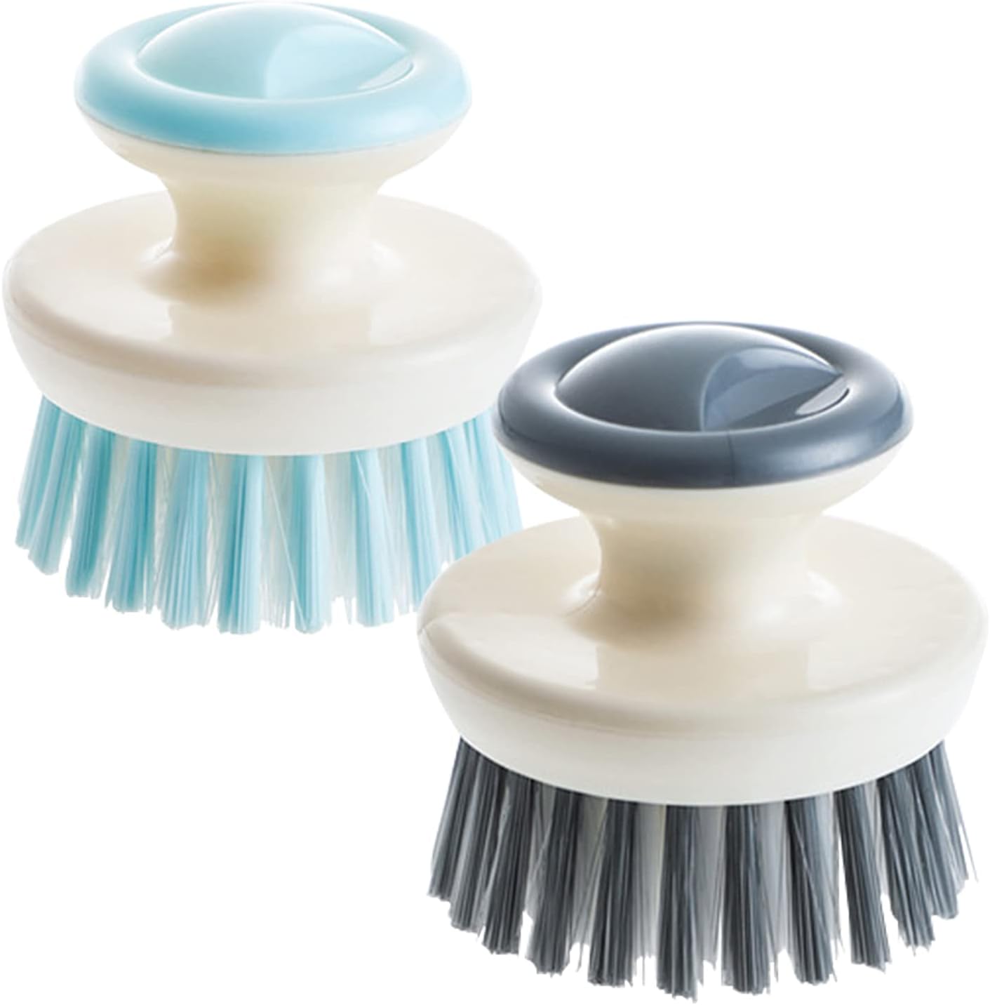 Dish Scrub Brush,Ergonomic Grip Palm Brush,Kitchen Scrub Brushes for Cleaning, Dish Scrubber with Stiff Bristles for Sink, Pots, Pans (Grey+Black)