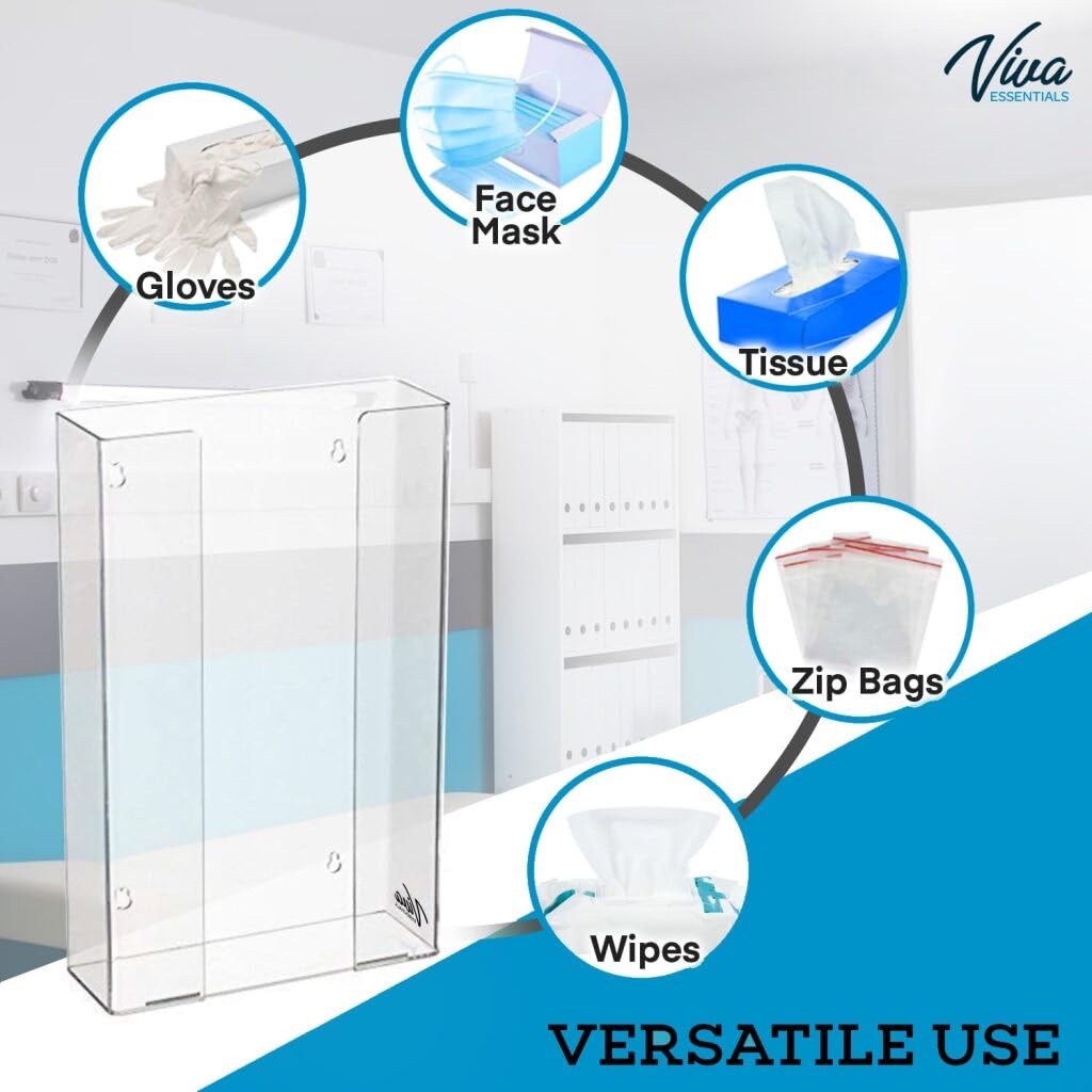 AdirMed VivaEssentials Double Glove Box Holder, Wall Mount or Free Standing Black Acrylic Glove Holder