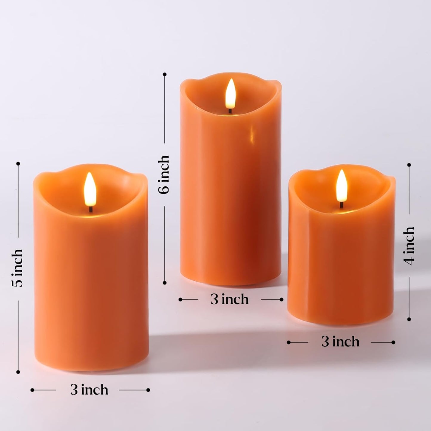 Eywamage Ivory Flameless Pillar Candles with Remote, Flickering Realistic LED Battery Wax Candles Set of 3, Φ 3" H 4" 5" 6"