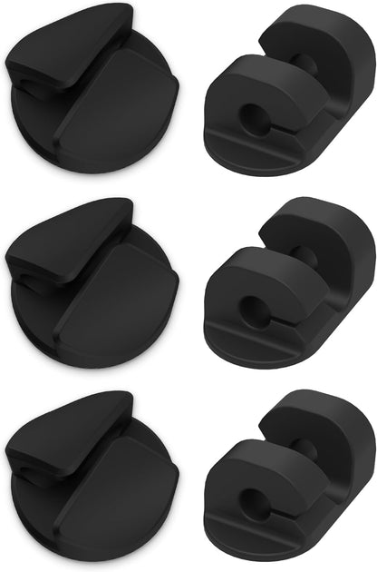 Scosche CMAR-6PKRP Cable Management Kit, 6-Pack of Black Adhesive Cable Clips for Phone Charging Cables, Charger Cords, Wire Organizer and Cord Holders for Desk, Nightstand, Car, Home, Computer