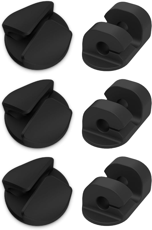 Scosche CMAR-6PKRP Cable Management Kit, 6-Pack of Black Adhesive Cable Clips for Phone Charging Cables, Charger Cords, Wire Organizer and Cord Holders for Desk, Nightstand, Car, Home, Computer