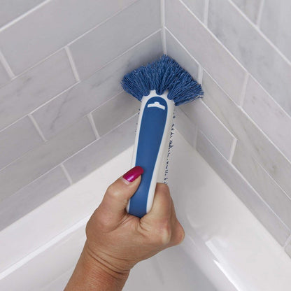 Unger EZ Reach Shower Tub and Tile Scrub Brush, Crevice Bathroom Cleaning Supplies, Non-Scratch Scrubber Tool for Showers, Fixtures, Bathtubs, Drains, Grout, and Marble