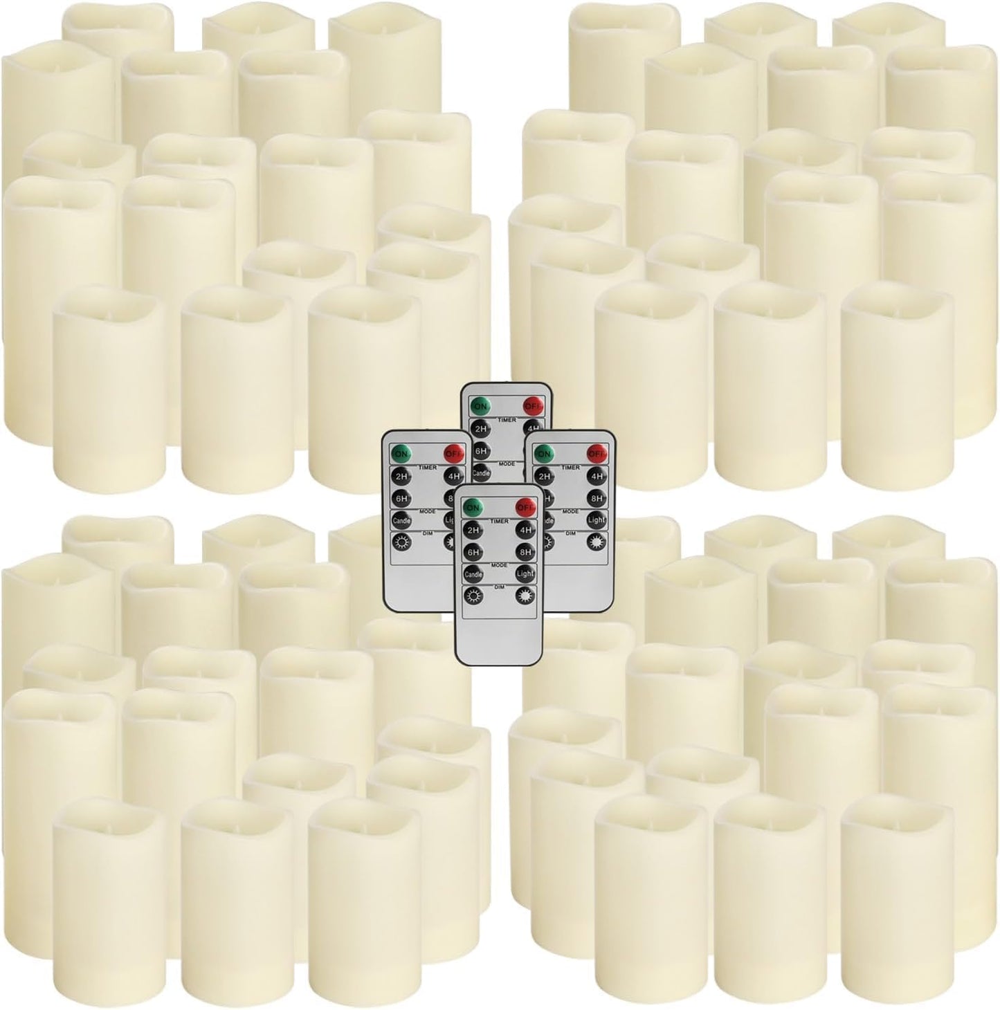 Enpornk Flameless Battery Operated Outdoor Waterproof Set of 12(D: 3" x H: 3" 4" 5" 6") Pillar LED Candles with 10-Key Remote and Cycling 24 Hours Timer