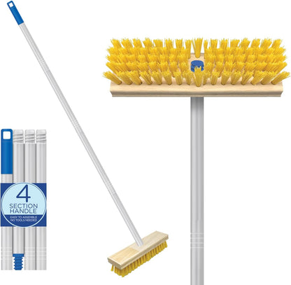 LOLA Deck Scrub Brush Outdoor Broom, Durable Bristles Remove Dirt, Grime, Grout, Leaves, Snow on Patios, Decks, Wet or Dry
