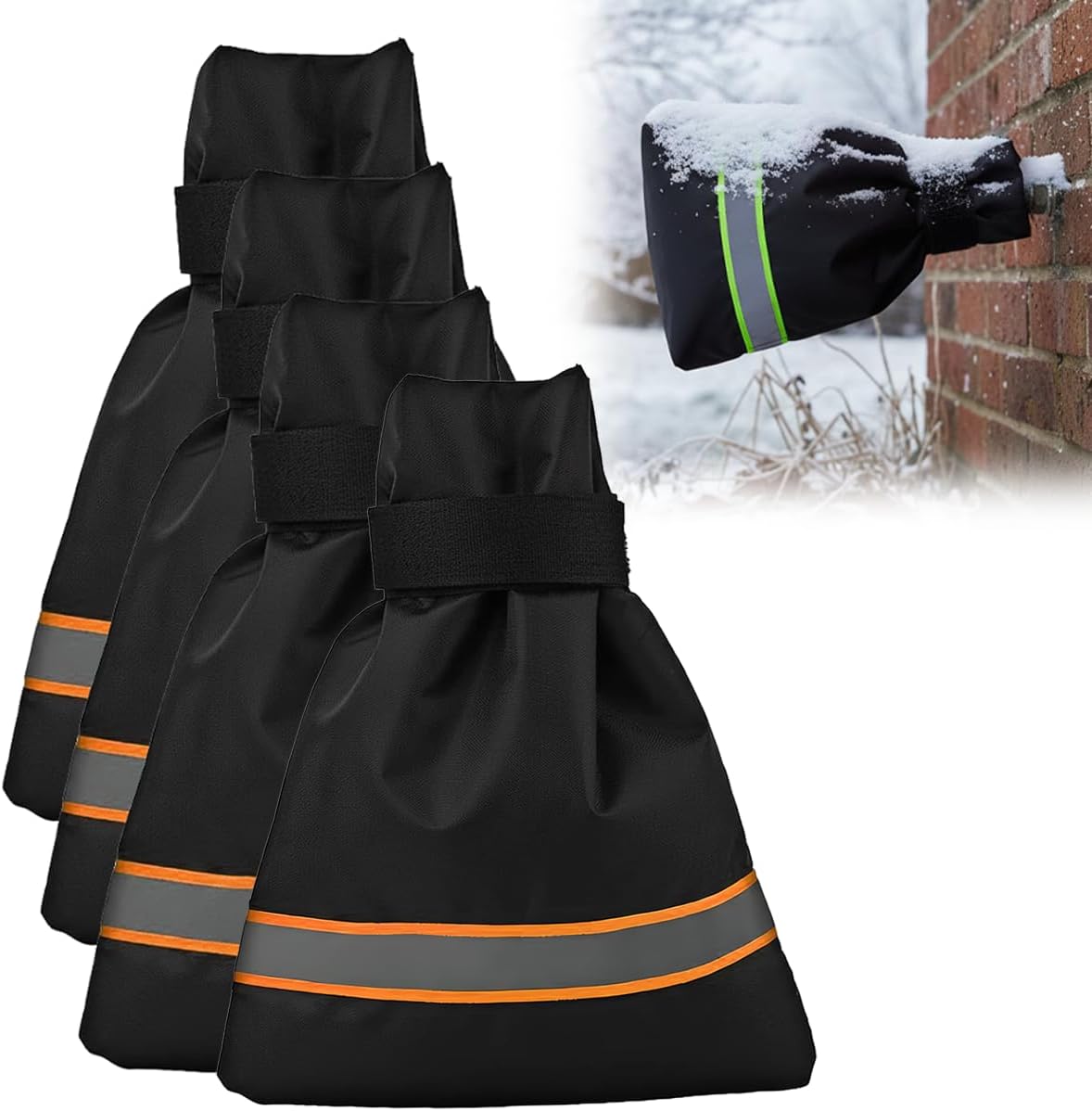 Outdoor Faucet Covers for Winter Freeze Protection, 9.8" x 6.3" Reusable Waterproof Insulated Spigot Covers, Easy-to-Use Hose Bib Socks for Outdoor Faucets, Pipes & Spigots (Green, 2 PCS)