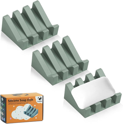 Self Draining Soap Dish Holder,Silicone Soap Dish,for Bathroom,Kitchen, Sponges，Can Extend Soap Life，Keep Soap Bars Dry and Easy Cleaning (White,1-Pack) - Colors A