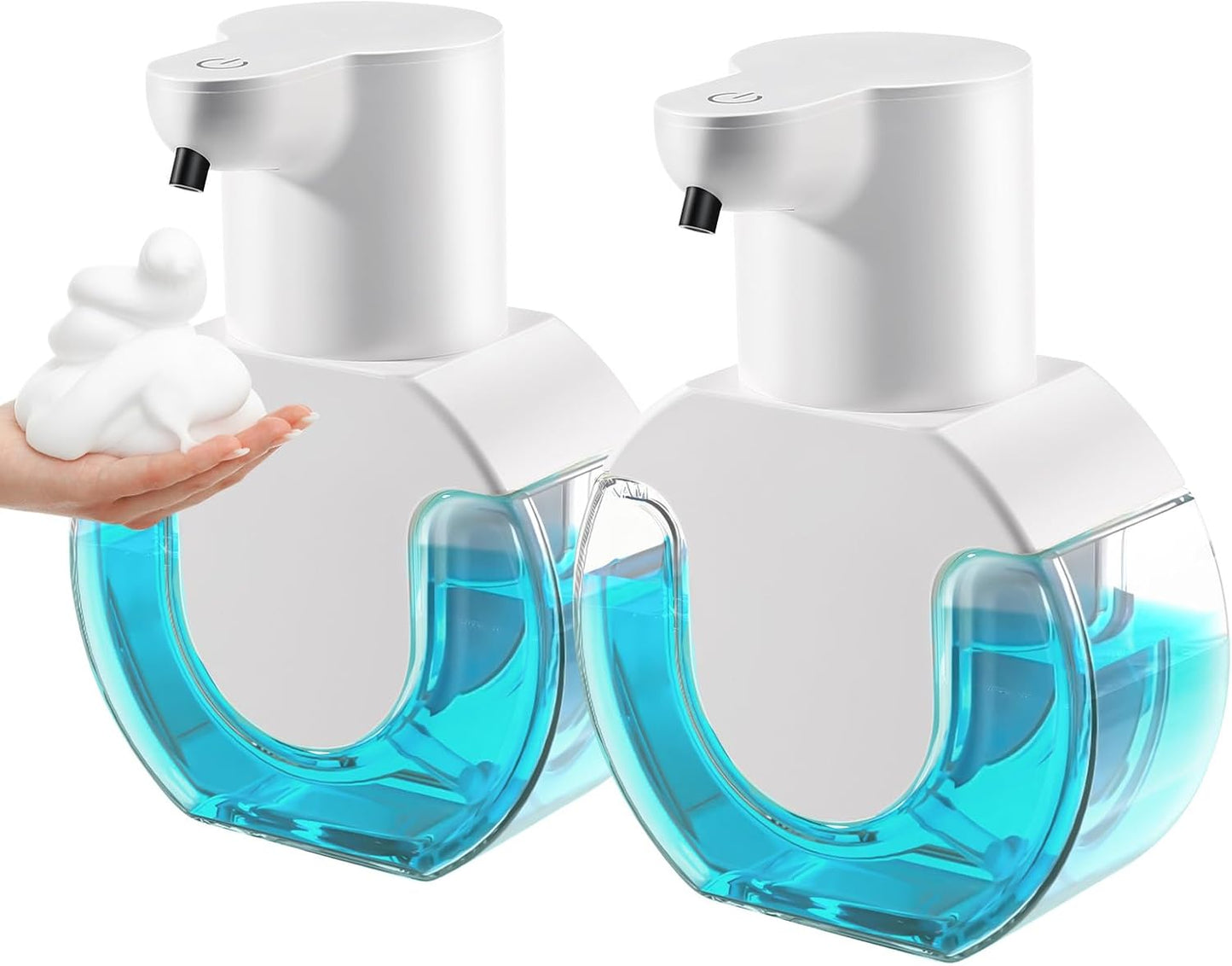 2 Pack Automatic Soap Dispenser,14.2oz/420ML Touchless Automatic Foaming Hand Soap Dispenser,Rechargeabled Wall Mounted Smart Pump for Bathroom Kitchen