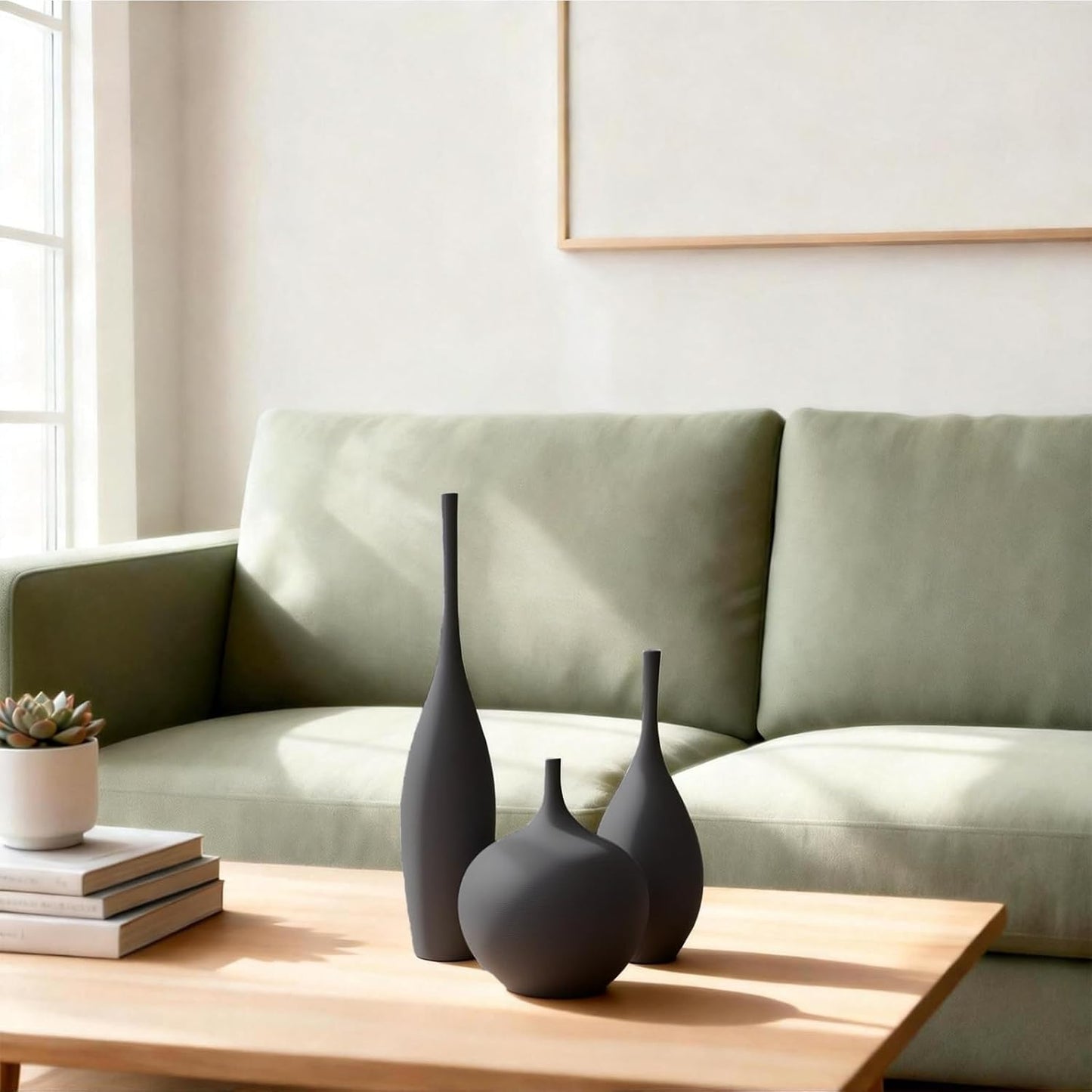 Relexome White Ceramic Vase Modern Boho Wabi-Sabi Flower Vase Set of 3 Decorative Aesthetic Vases for Centerpieces Pampas Matte Minimalist Vases for Living Room Table Shelf Home Decor Gift