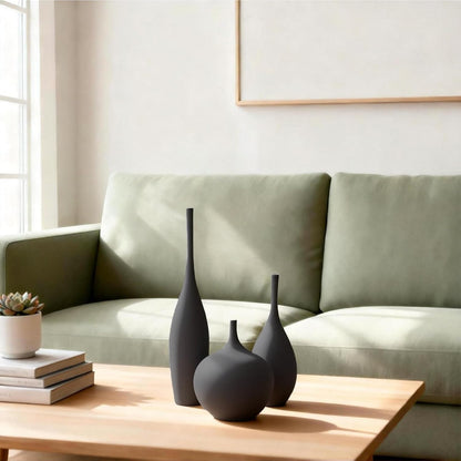 Relexome White Ceramic Vase Modern Boho Wabi-Sabi Flower Vase Set of 3 Decorative Aesthetic Vases for Centerpieces Pampas Matte Minimalist Vases for Living Room Table Shelf Home Decor Gift