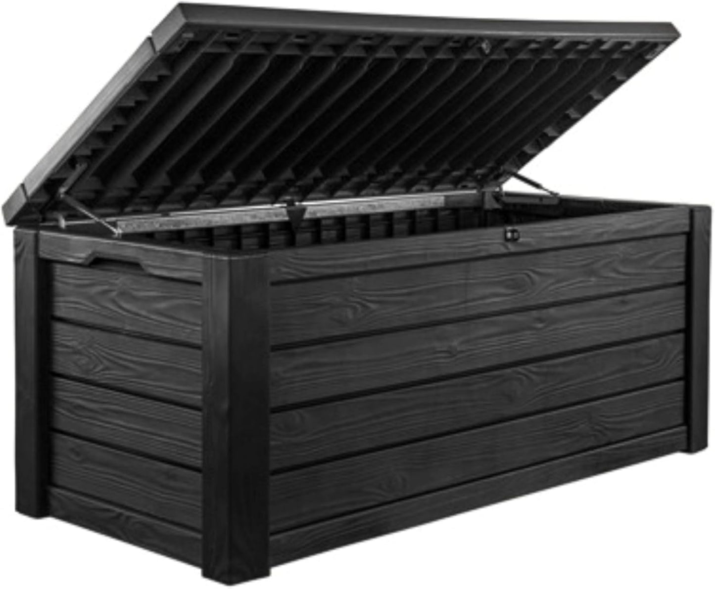 Keter 150 Gallon Resin Large Deck Box Organization and Storage Box for Patio, Outdoor Cushions, Garden Tools, Brown | Hydraulic Pistons, Resin, Weatherproof