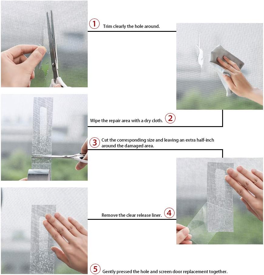 FLYZZZ Window Screen Repair Kit Tape with Stitching Thread, Gray(16.4FT), Waterproof 3-Layer Strong Adhesive Window Screen Doors Patch Tape Suitable for Covering Holes&Tears Instantly