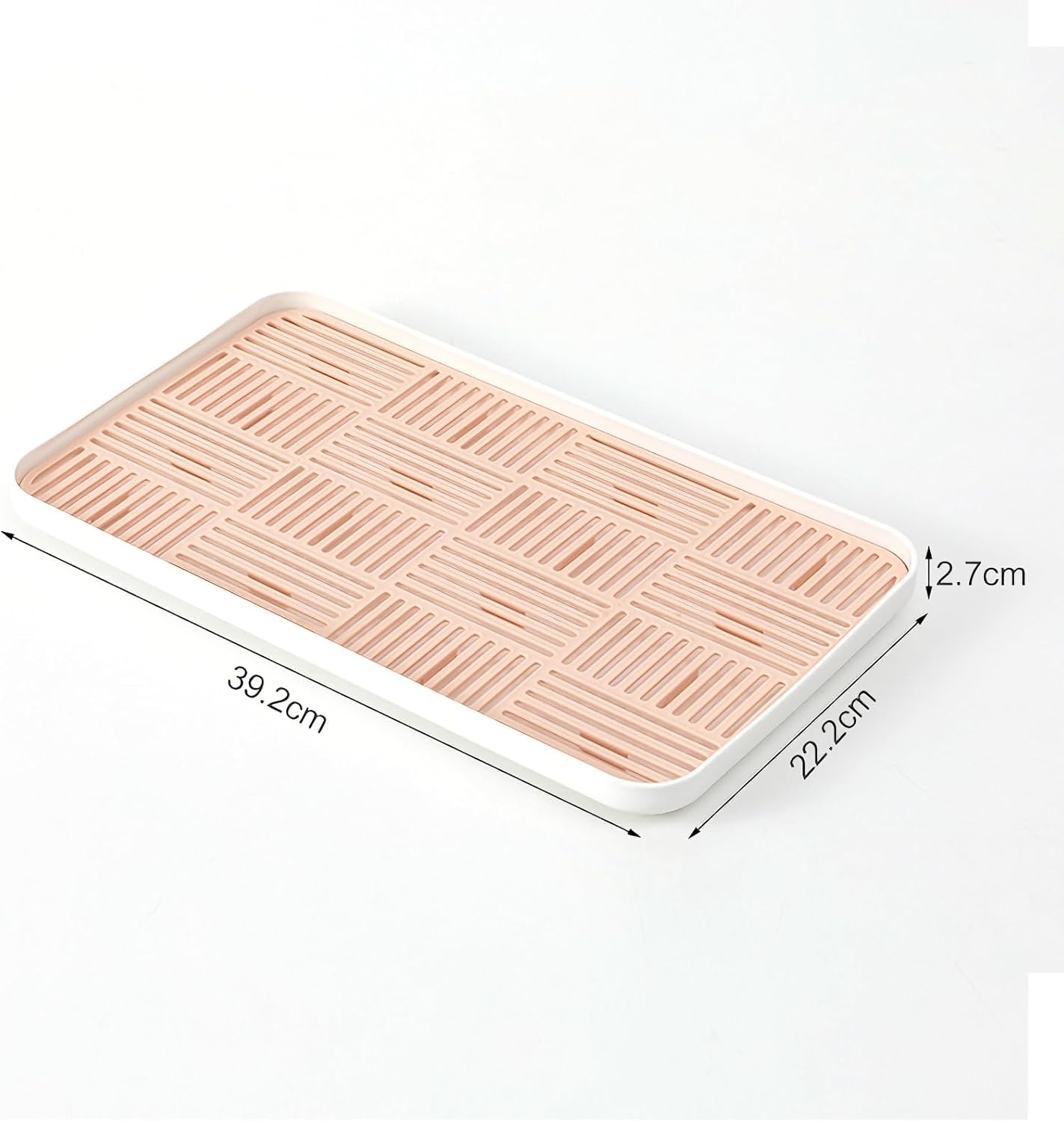 2-in-1 Kitchen Sink Caddy Organizer with Plastic Drain Grate, Double-Layer Drain Sponge Soap Holder & Food Fruit Vegetable Drain Tray for Sink Countertop Home Kitchen Restaurant Hotel, Grey (1 Pack)