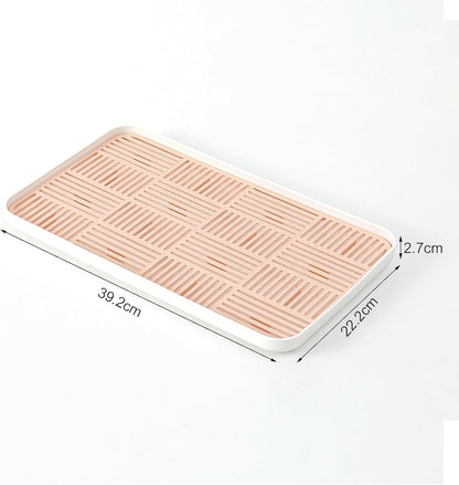 2-in-1 Kitchen Sink Caddy Organizer with Plastic Drain Grate, Double-Layer Drain Sponge Soap Holder & Food Fruit Vegetable Drain Tray for Sink Countertop Home Kitchen Restaurant Hotel, Grey (1 Pack)