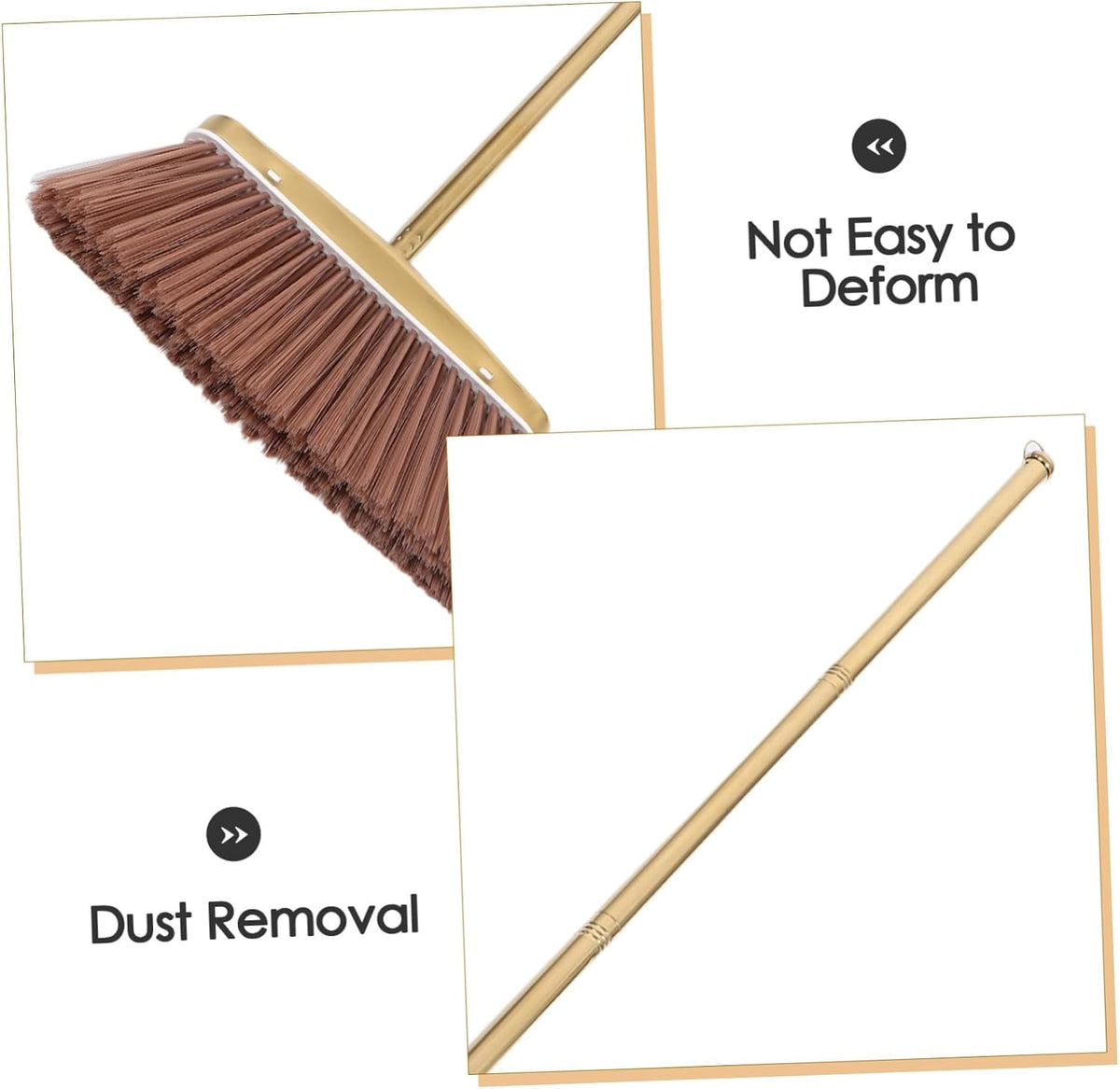 Thickened Stainless Steel Broom with Detachable Handle, Heavy Duty Indoor Outdoor Sweeping Brush for Hardwood Floor Cleaning and Patio Yard Use