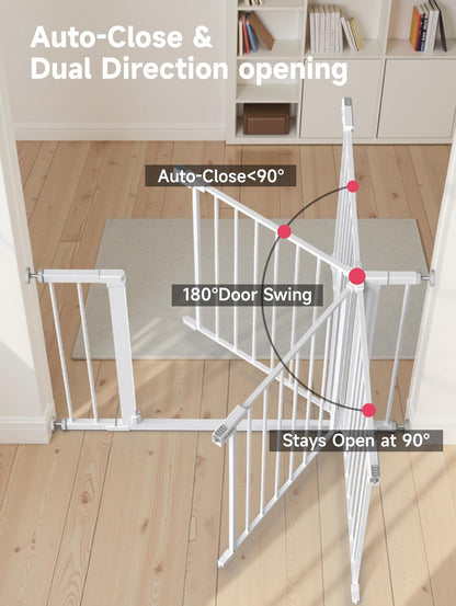 29.5-40.5" Baby Gate for Stairs, Dog Gate for Doorways, Walk Thru Auto Close Metal Baby Safety Gate for The House, Stairs and Doorways, Child Gate Pressure Mounted, Pet Gate for Dog Indoor - Black