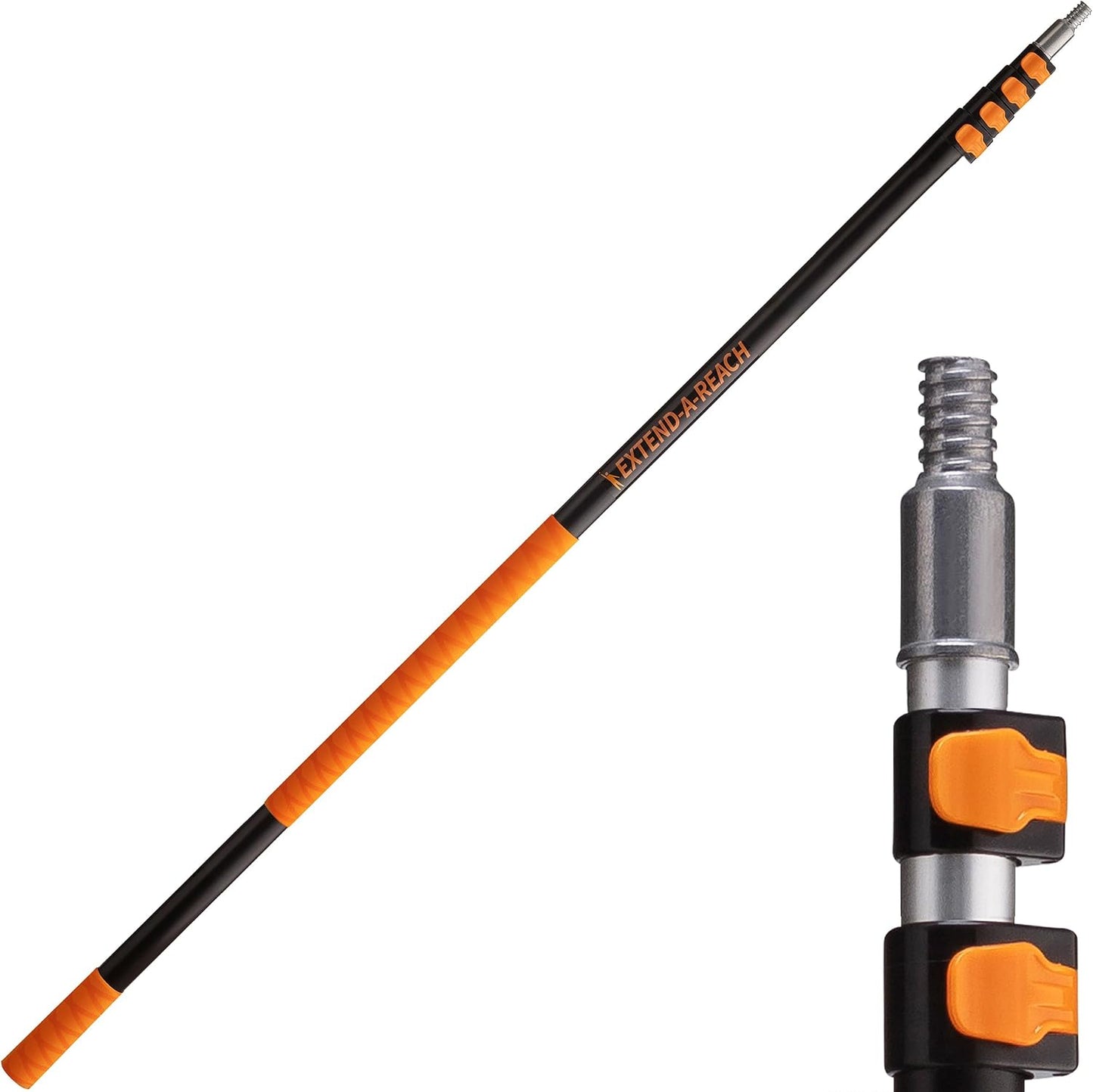 5-24 ft Long Telescoping Extension Pole // Multi-Purpose Extendable Pole with Universal Twist-on Metal Tip // Lightweight and Sturdy // Best Telescopic Pole for Painting, Dusting and Window Cleaning