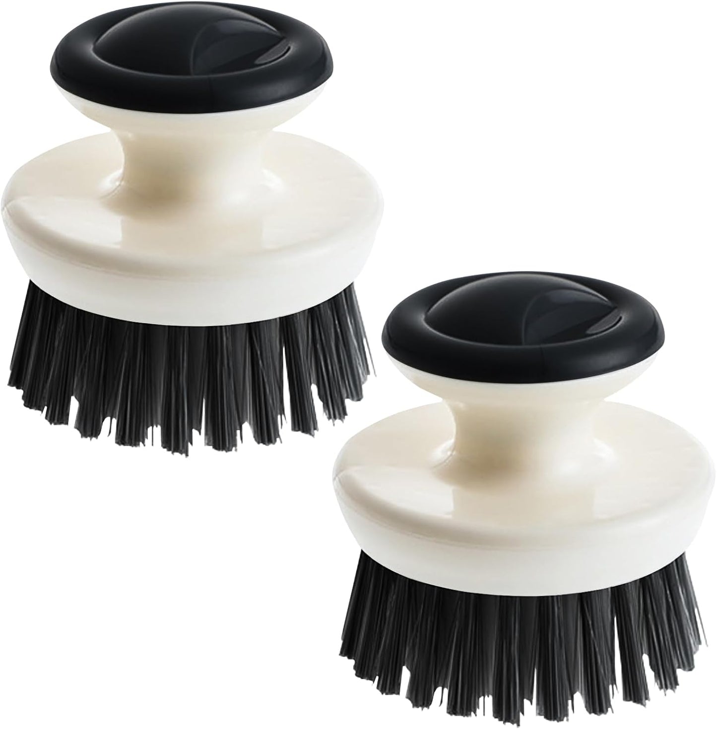 Dish Scrub Brush,Ergonomic Grip Palm Brush,Kitchen Scrub Brushes for Cleaning, Dish Scrubber with Stiff Bristles for Sink, Pots, Pans (Grey+Black)