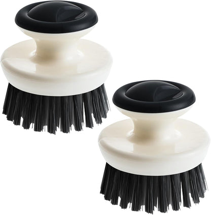 Dish Scrub Brush,Ergonomic Grip Palm Brush,Kitchen Scrub Brushes for Cleaning, Dish Scrubber with Stiff Bristles for Sink, Pots, Pans (Grey+Black)