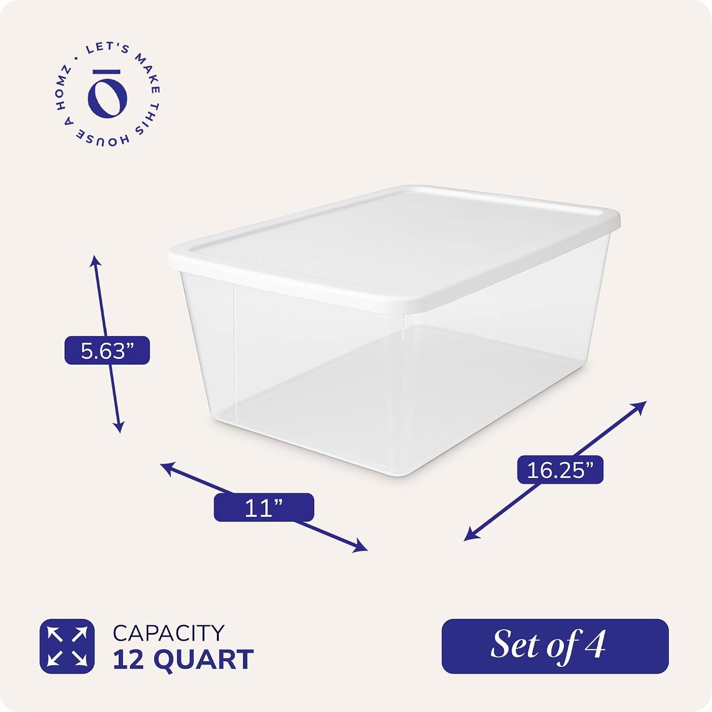 HOMZ 2-Pack Snaplock, Small Clear Plastic Storage Organizer Bins w/ Lids, 28 Quart, Gray - Stackable Container Boxes for Bedroom, Bathroom, Garage, and Office Organization