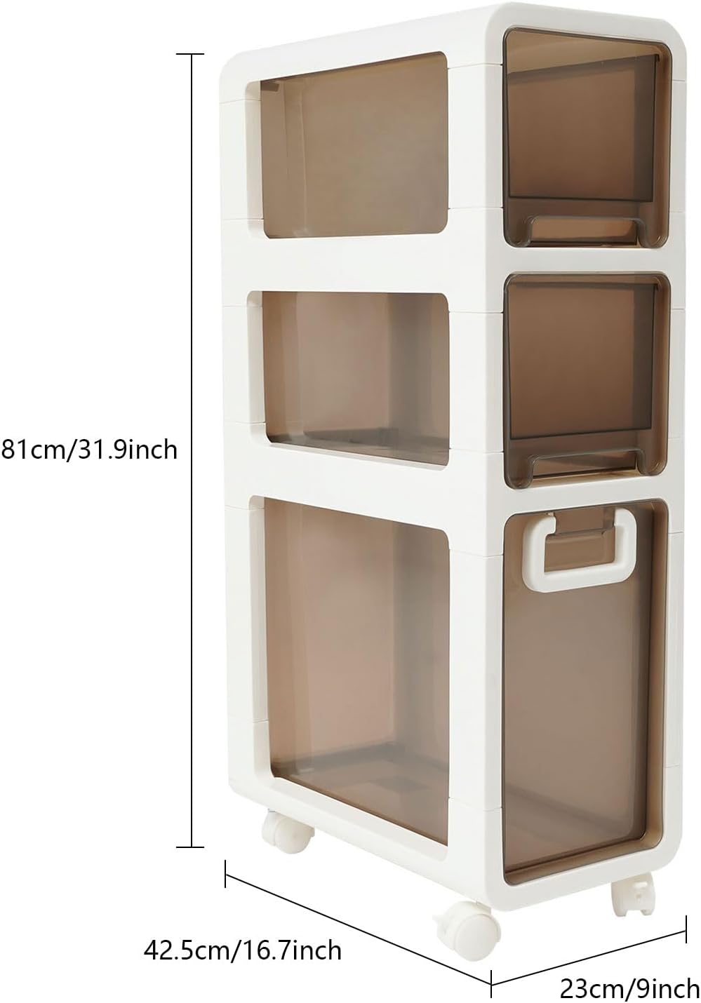5-Tier Slim Bathroom Storage Cabinet,Narrow Floor Cabinets with Drawers and Wheels,Rolling Narrow Organizer for Small Spaces,Kitchen,Laundry,7.9”W