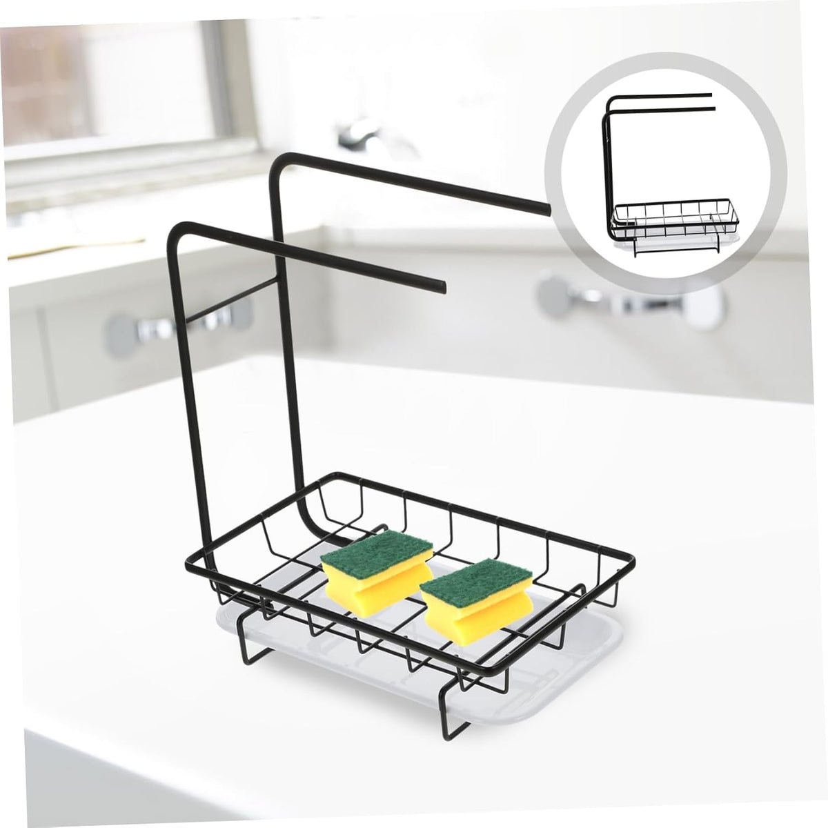 PRETYZOOM 1pc Kitchen Dual-Purpose Storage Rack Dishcloth Sponge Draining Rack Modern Design for Sponges Cleaning Soaps Wall-Mounted Kitchen Organizer