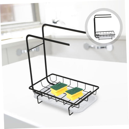PRETYZOOM 1pc Kitchen Dual-Purpose Storage Rack Dishcloth Sponge Draining Rack Modern Design for Sponges Cleaning Soaps Wall-Mounted Kitchen Organizer
