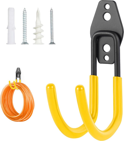 Hose Hanger Wall Mount 2 Pack,Heavy Duty Hose Holder with Screws Metal Hose Hangers for Outside,Hose Rack Suitable for Garage,Garden and Yard,Black