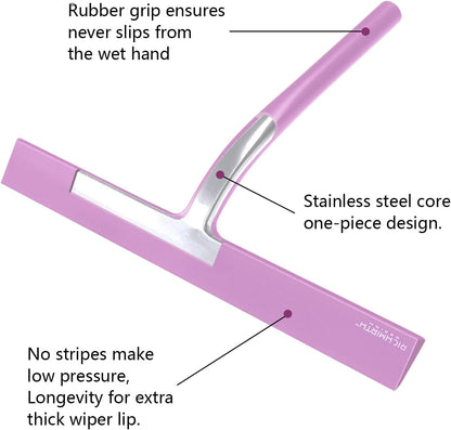 Shower Glass Cleaner Squeegee, 9 Inch Width Silicone Bathroom Squeegee for Shower, Glass, Car Window, Mirror - Green