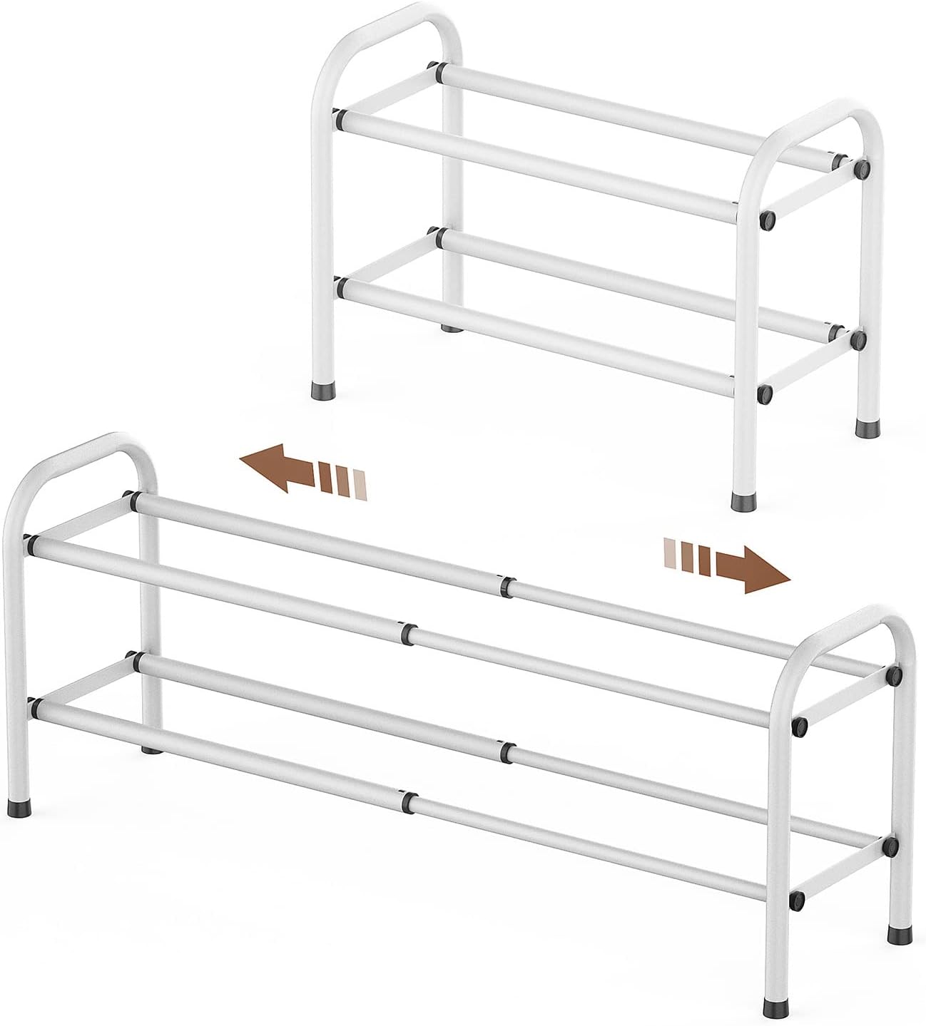 Gonfoam Shoe Rack for Closet, Expandable Shoe Organizer Storage Shelf, Adjustable Metal Free Standing Small Closet Shoe Rack for Entryway, Doorway (2-Tier Black)