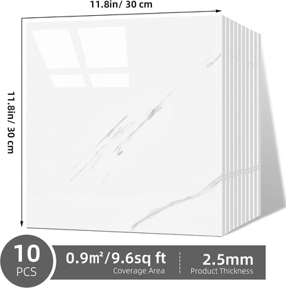 Peel and Stick Tile Shower Waterproof Marble Tiles Wall Panels, 11.8"x11.8" Self-Adhesive Backsplash Tile, 20 Pack