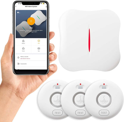WiFi Water Leak Detectors 5 Pack, 120dB Adjustable Loud Water Leak Sensor, Wireless Wi-Fi Water Leak & Drip Alarm, App Alerts, 5 Water Alarm Sensors & 1 Hub for Home Kitchen, Bathroom, Sink, Laundry