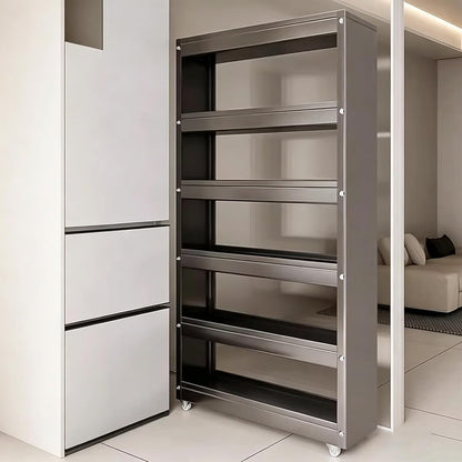 Slim Storage Cart with Multi-Width Options, Carbon Steel Rolling Utility Cart, Narrow Gap Organizer for Kitchen Next to Fridge, Bathroom, Laundry Room(Gray 6-Tier 5.9" W x 66.9" H) - Colors B