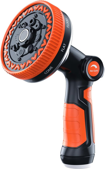 Rosy Earth Garden Hose Nozzle, 3.6" Ultra-Wide Metal Hose Sprayer, Orange