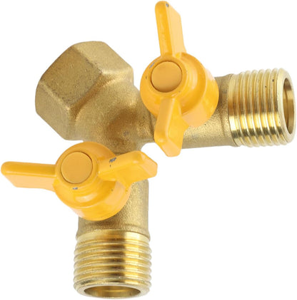 Empaque Manguera,Washing Machine Hose Splitter 2 Way,Washing Machine Laundry Tub Splitter G1 2 Brass Garden Irrigation 2 Way Double Tap Hose Adapter Dual Faucet Connector