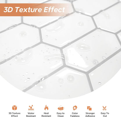 Vamos Tile Upgraded Thicker Design Peel and Stick Backsplash Tile, 10-Sheet Pure White with Gray Grout Long Hexagon Self Adhesive Wall Tiles Stick On Backsplash for Kitchen Bathroom RV Fireplace
