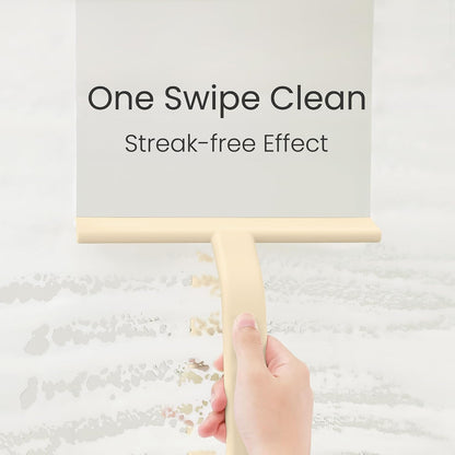 dancemoon JustHang Shower Squeegee for Glass Doors, All-One-Piece Award-Winning Silicone Squeegee with Built-in Hook for Bathroom, Window, Mirror, Tile Wall,Car, Streak-Free Cleaner Tool,10-Inch Black