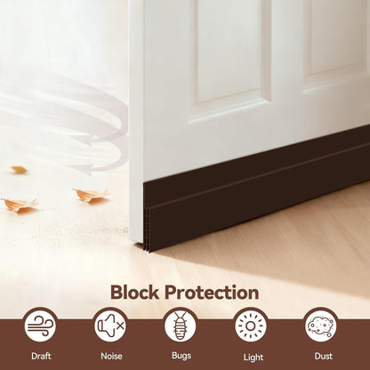 Door Draft Stopper, Ohuhu 39"L x 2"W Silicone Weather Stripping Under Door Seal for Exterior Interior Doors, 1" Widened Strong Adhesive, Soundproof Door Sweep Strip to Block Cold, Noise, Light Pests