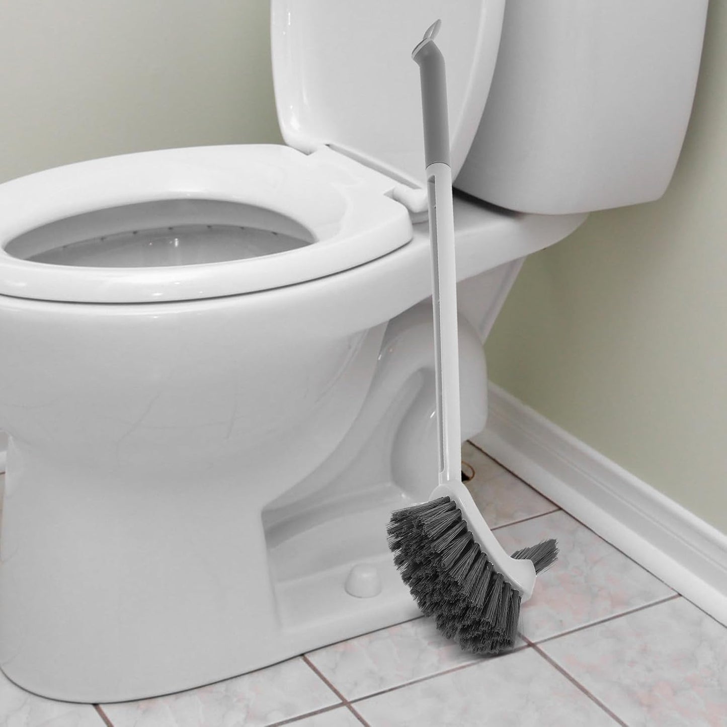 Curved Bristle Toilet Cleaning Brush with Long Handle, Soft Silicone Bathroom Scrubber for Deep Under Rim Cleaning, Household Toilet Brush Accessory for Bathroom Sanitation