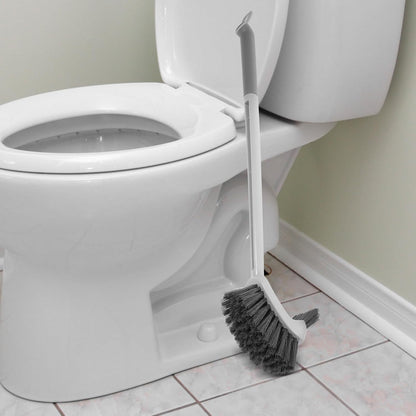 Curved Bristle Toilet Cleaning Brush with Long Handle, Soft Silicone Bathroom Scrubber for Deep Under Rim Cleaning, Household Toilet Brush Accessory for Bathroom Sanitation