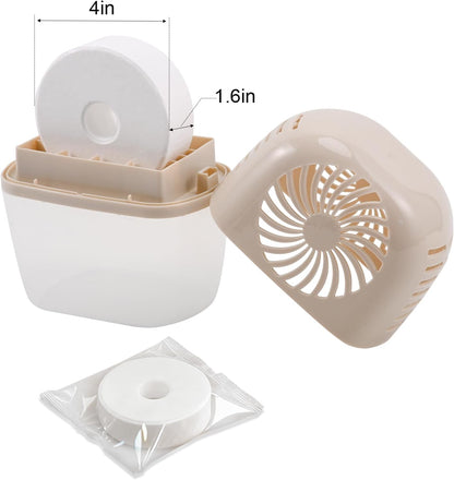 Moisture Absorber with 4 pack Moisture Absorber Refills Tablets, 15.9oz-7"H×5.5"W mini dehumidifier, Bathroom humidity absorber – Prevents Excess Moisture and Fragrance Free