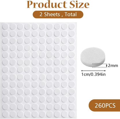 260 Pcs Small Felt Pads, 3/8" Self Adhesive Felt Cabinet Door Bumpers | Round Foam Cabinet Cushion Dots for Furniture Desks Drawers Chair Legs Hardwood Floors (Black)