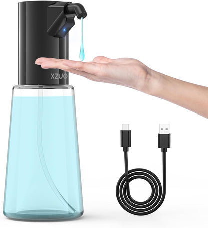 Automatic Soap Dispenser Touchless, Rechargeable 15oz/400ML Large Capacity Four-Level Adjustable Dispenser Volume Suitable for Bathroom and Kitchen (White)