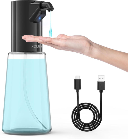 Automatic Soap Dispenser Touchless, Rechargeable 15oz/400ML Large Capacity Four-Level Adjustable Dispenser Volume Suitable for Bathroom and Kitchen (White)